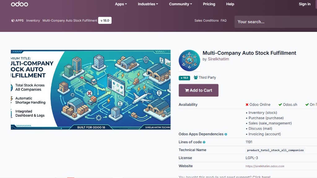 Multi-Company Auto Stock Fulfillment — Odoo Apps Store listing